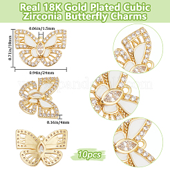 10 Stk. Rack-Beschichtung Messing Micro Pave klar Kubisch Zirkonia Anhänger&nbsp;ZIRC-BBC0002-83