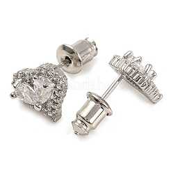 Herz-Ohrstecker aus Zirkonia&nbsp;EJEW-I304-17P-01