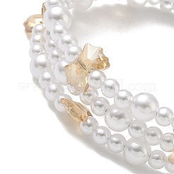 Bracelets multi-brins en perles d'imitation en verre et plastique ABS&nbsp;BJEW-JB12321-01