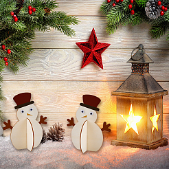 6 Stück unfertige Weihnachtsornamente aus Holz mit Schneemannmotiv&nbsp;WOOD-SP0001-72