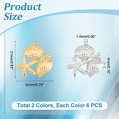 12 pz 2 colori ciondoli in acciaio inossidabile 304&nbsp;STAS-UN0051-57