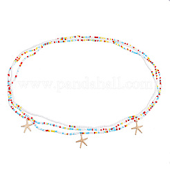 Chaîne de ventre extensible en alliage bohème avec breloque en forme d'animal marin et perles de verre à 3 couche pour femme&nbsp;FS-WG5D6A5-01