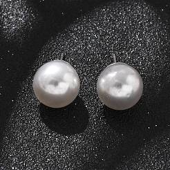 Boucles d'oreilles à tige en laiton et imitation perle ABS&nbsp;EJEW-B132-01C-P