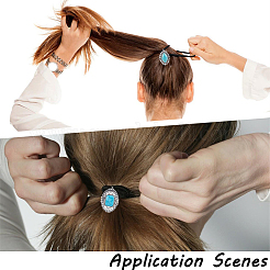 3 Stück 3 Stile Gummi & synthetische türkis elastische Haar-Accessoires&nbsp;AJEW-CY0001-75