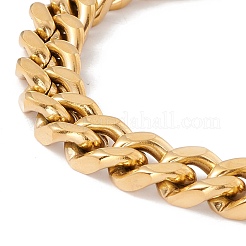 Bracciale con catene a maglie in acciaio inossidabile placcato ionico (ip) 304 con chiusura a lucchetto in strass di cristallo per donna&nbsp;BJEW-E107-01G-04