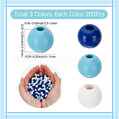 600 pièce de perles en bois naturel de 3 couleurs&nbsp;WOOD-SC0002-41B