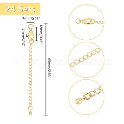 24 Sets langlebiger Kettenverlängerer aus plattiertem Messing&nbsp;KK-UN0002-51