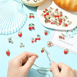 28 Stück 14 Stile Zinklegierung Strass Obst Anhänger&nbsp;FIND-CJ0004-95