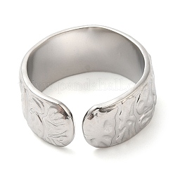Bague ouverte texturée en acier inoxydable 304 anti-ternissement pour femme&nbsp;RJEW-I098-26P