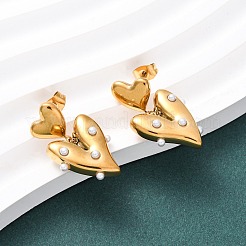 Pendientes colgantes de corazón de acero inoxidable 304&nbsp;EJEW-S279-05G
