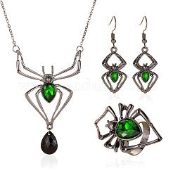 Spinnenlegierung Glas baumeln Ohrringe & Halsketten & Ringe Sets&nbsp;WGD1EC4-04