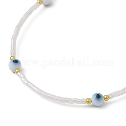 Armband aus Bunte Malerei- und Glasperlen mit bösem Blick und echten 18 Karat vergoldeten Verschlüssen aus 304er Edelstahl&nbsp;BJEW-JB09998-05