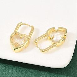 Herz Messing Micro Pave Creolen aus klarem Zirkonia&nbsp;EJEW-D348-06G