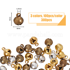 300 Stück 3 Farben Messing Glockenanhänger&nbsp;KK-FH0007-63