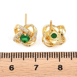 Orecchini da donna in ottone con micro pavé di zirconi cubici&nbsp;KK-A305-10G-02
