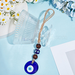 1 pendentif décoratif en verre bleu contre le mauvais œil&nbsp;HJEW-CN0001-42B