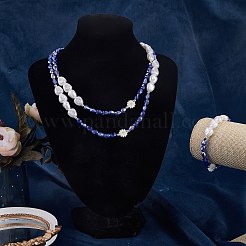 3 Stück natürliche Muschel- und Kunststoffperlen-Blumen- und Glasperlen-Halsketten und Stretch-Armband-Set&nbsp;SJEW-SW00010-03