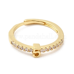 Anneaux réglables en laiton plaqué avec zircone cubique&nbsp;RJEW-S407-09G-05