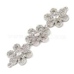 Messing Pavé klare Zirkonia drei Blumen Verbinder Verbinder Charms&nbsp;KK-P277-61P
