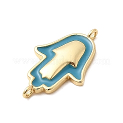 Dijes de conector de mano de Fátima de latón esmaltado&nbsp;KK-H529-16G