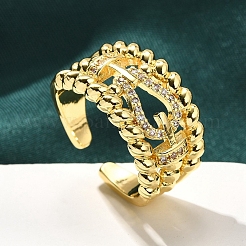 Anillos de dedo con circonita cúbica transparente y micropavé de latón chapado en rack para mujer&nbsp;RJEW-M028-30G-03