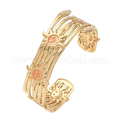 Brazaletes abiertos de acero inoxidable 304 esmaltado para mujer&nbsp;BJEW-F542-01G-04