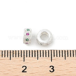 Perline europee in ottone micro pavé di zirconi cubici rondelle&nbsp;KK-P297-04A-S