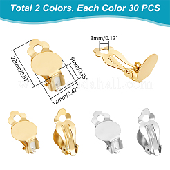 60 Stück 2 Farben 304 Edelstahl Ohrclip-BeZubehör&nbsp;FIND-UN0003-59