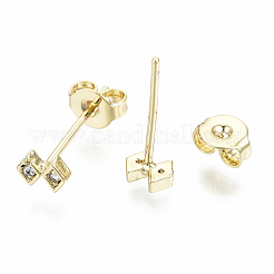 Messing Micro Pave klare Zirkonia Ohrstecker&nbsp;EJEW-T046-31G-NF