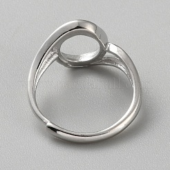 Componentes de anillo ajustable de plata de ley bañada en rodio 925&nbsp;LS-FIND-WH0152-692P