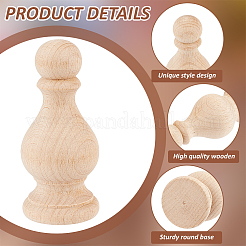 Poteau de tête en bois de hêtre&nbsp;WOOD-WH0124-126D