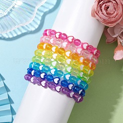 8 Stück 8 mm facettierte runde & herzförmige Acrylperlen-Stretcharmband-Sets&nbsp;BJEW-JB10240-02