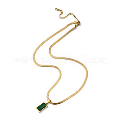 Collana con pendente rettangolare in zirconi cubici verde mare&nbsp;NJEW-Z028-01G