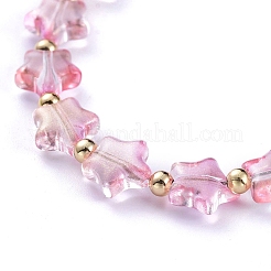 Bracelets de perles en verre peint à la bombe transparent étoile&nbsp;BJEW-JB05214-01