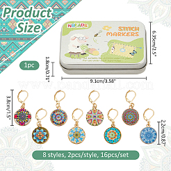 16 pièces 8 styles alliage émail pendentif marqueurs de point de verrouillage&nbsp;HJEW-NB00093