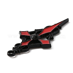 Kreuzanhänger aus Strassen in Jet-Optik mit roter Emaille&nbsp;ENAM-WH0001-06EB-03