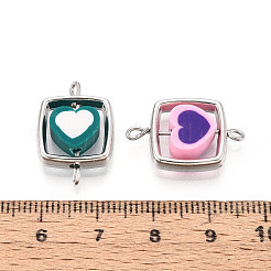Polymer Clay Herz & Ccb quadratische Rahmenglieder Verbinder Charms&nbsp;CLAY-T022-18B