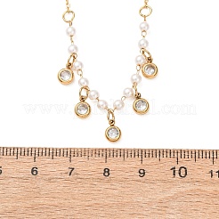 Halsketten mit Anhänger aus Edelstahl 304 und Strassen für Damen&nbsp;NJEW-F378-01G-03