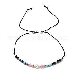 Bracciali con perline intrecciate in turchese sfaccettato&nbsp;BJEW-F493-09G-01