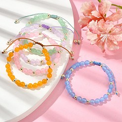Pulseras de cuentas trenzadas de jade natural y teñido de Malasia&nbsp;BJEW-JB09987