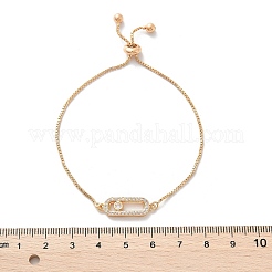 Bracelets coulissants à maillons ovales rectangulaires en laiton micro pavé de zircones cubiques&nbsp;KK-R217-53G