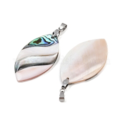 Natürliche Abalone-Muschel & schwarze Lippenmuschel & rosa Muschelanhänger&nbsp;SSHEL-B003-06P-01