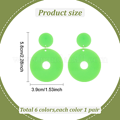 6 Paar 6-farbige Acryl-Donut-Ohrstecker mit Stahlstiften für Damen&nbsp;EJEW-AN0004-38
