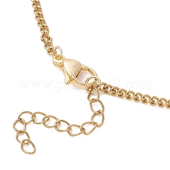 Collares para mujer con colgante de aleación con cuentas facetadas en forma de rondel de vidrio electrochapado y cadena de eslabones de acero inoxidable 304.&nbsp;NJEW-JN05764-04