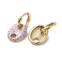 Boucles d'oreilles créoles ovales en laiton plaqué or véritable 18 carat&nbsp;EJEW-L268-007G-02