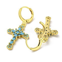 Orecchini pendenti a leva in ottone dorato&nbsp;EJEW-A033-03G-03
