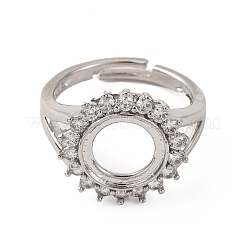 Messing Micro Pave klare Zirkonia offene Manschette Ring Komponenten&nbsp;KK-U074-11P