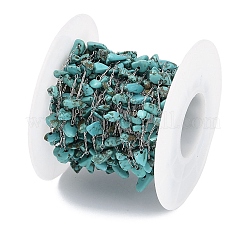 Cadena de cuentas de chip de turquesa natural hecha a mano&nbsp;CHS-H028-06A-04