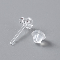 Pequeños aretes de resina con lazo y tuerca para mujer&nbsp;EJEW-WH0012-003C