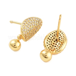 Orecchini a bottone rotondi in ottone placcati a cremagliera&nbsp;EJEW-N055-42G-RS